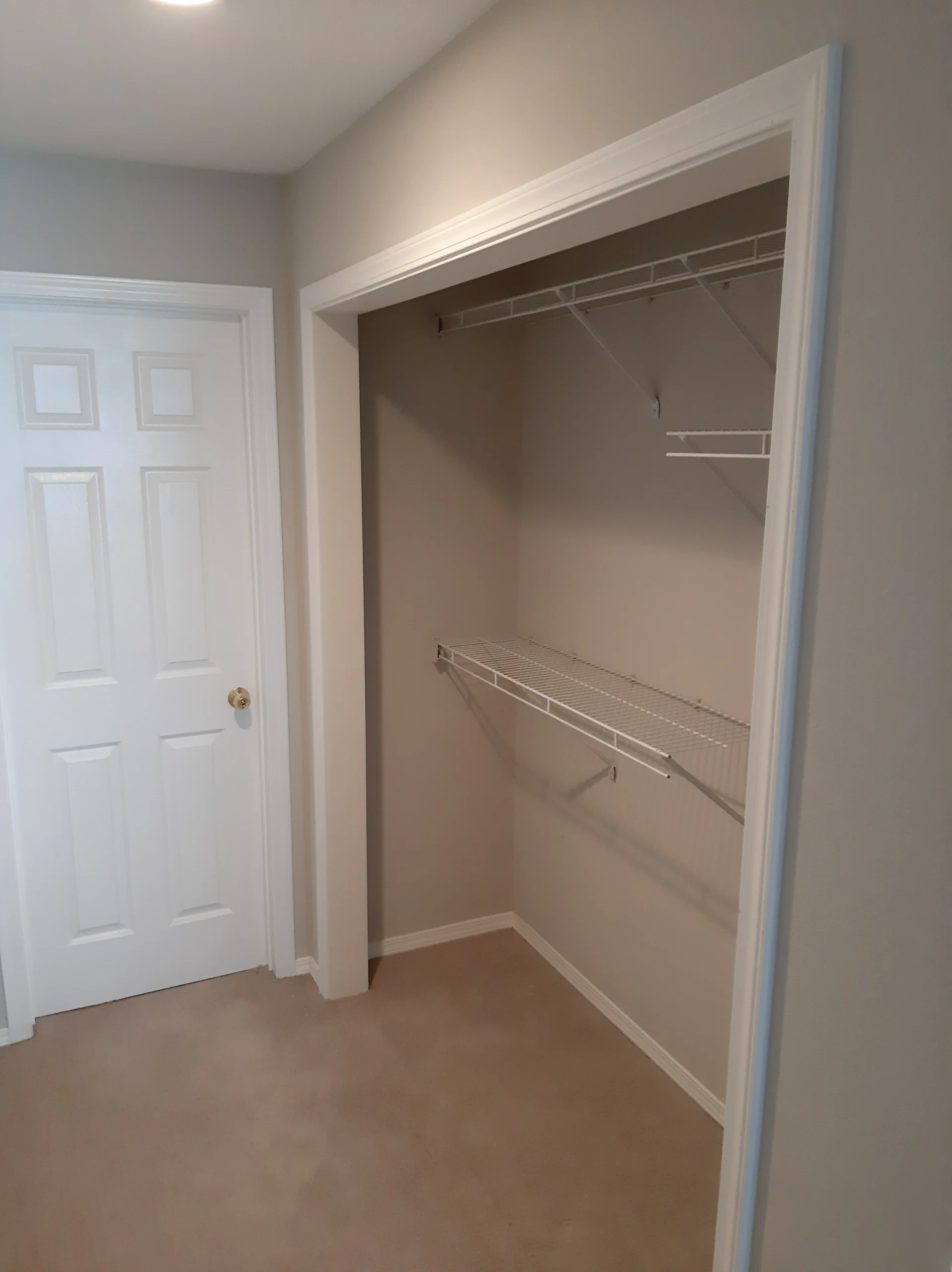 Interior door with white casing molding installed, Seattle
