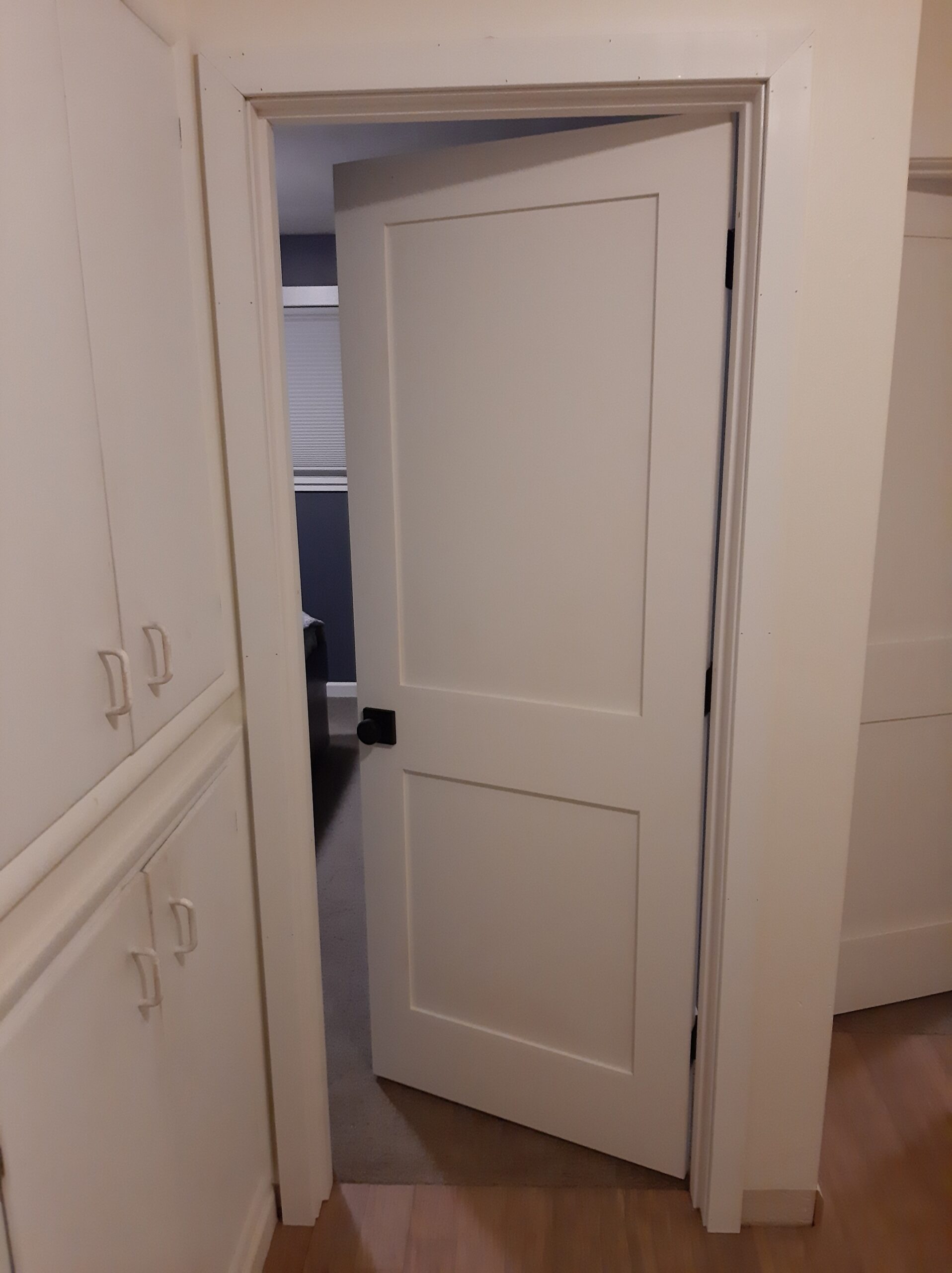 Interior swing door installed, Seattle home