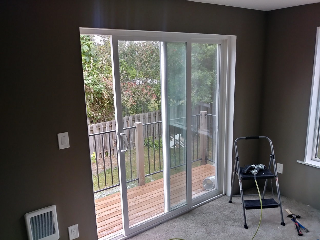 Sliding glass door before casing installation, Seattle