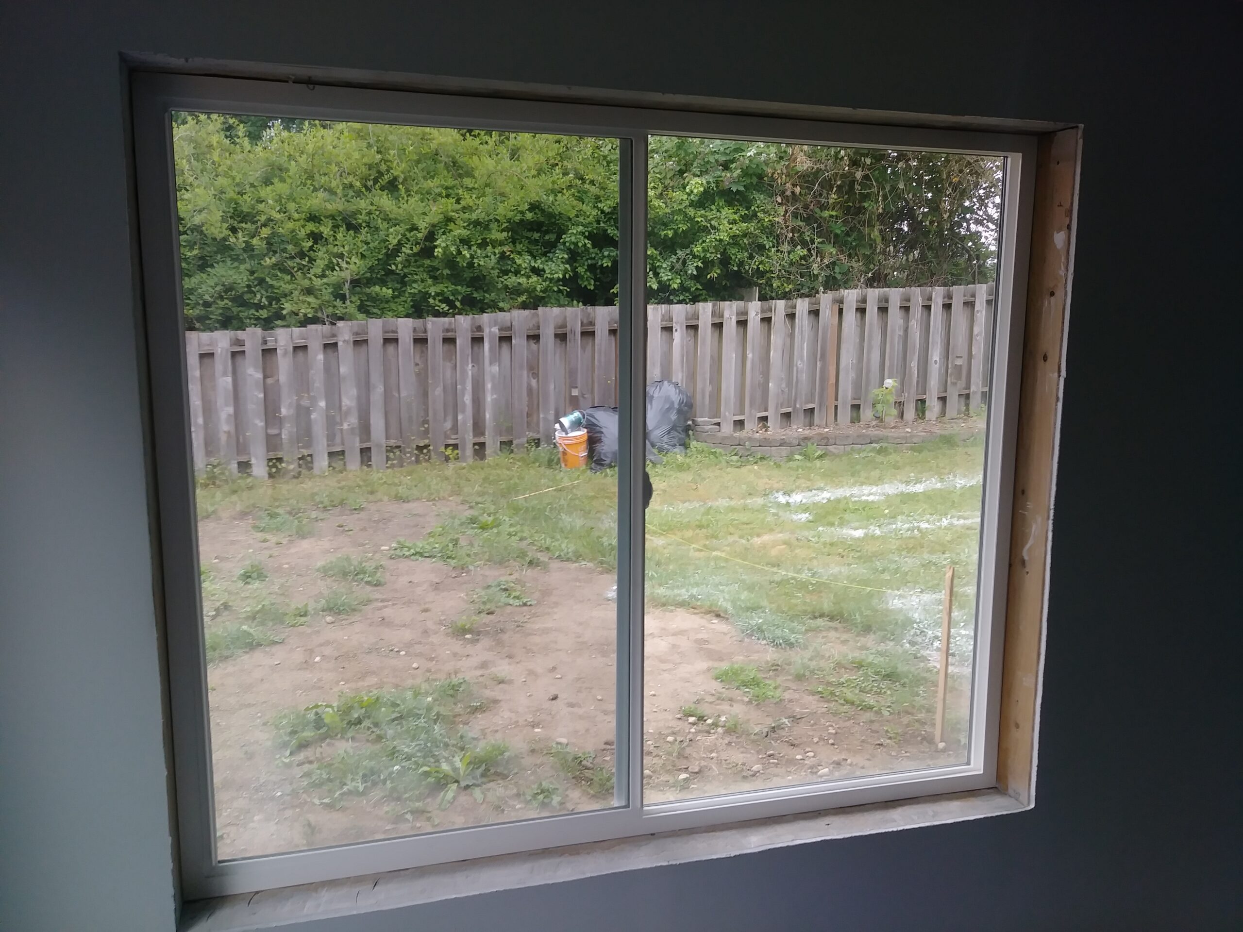 Large window before interior casing installation, Seattle