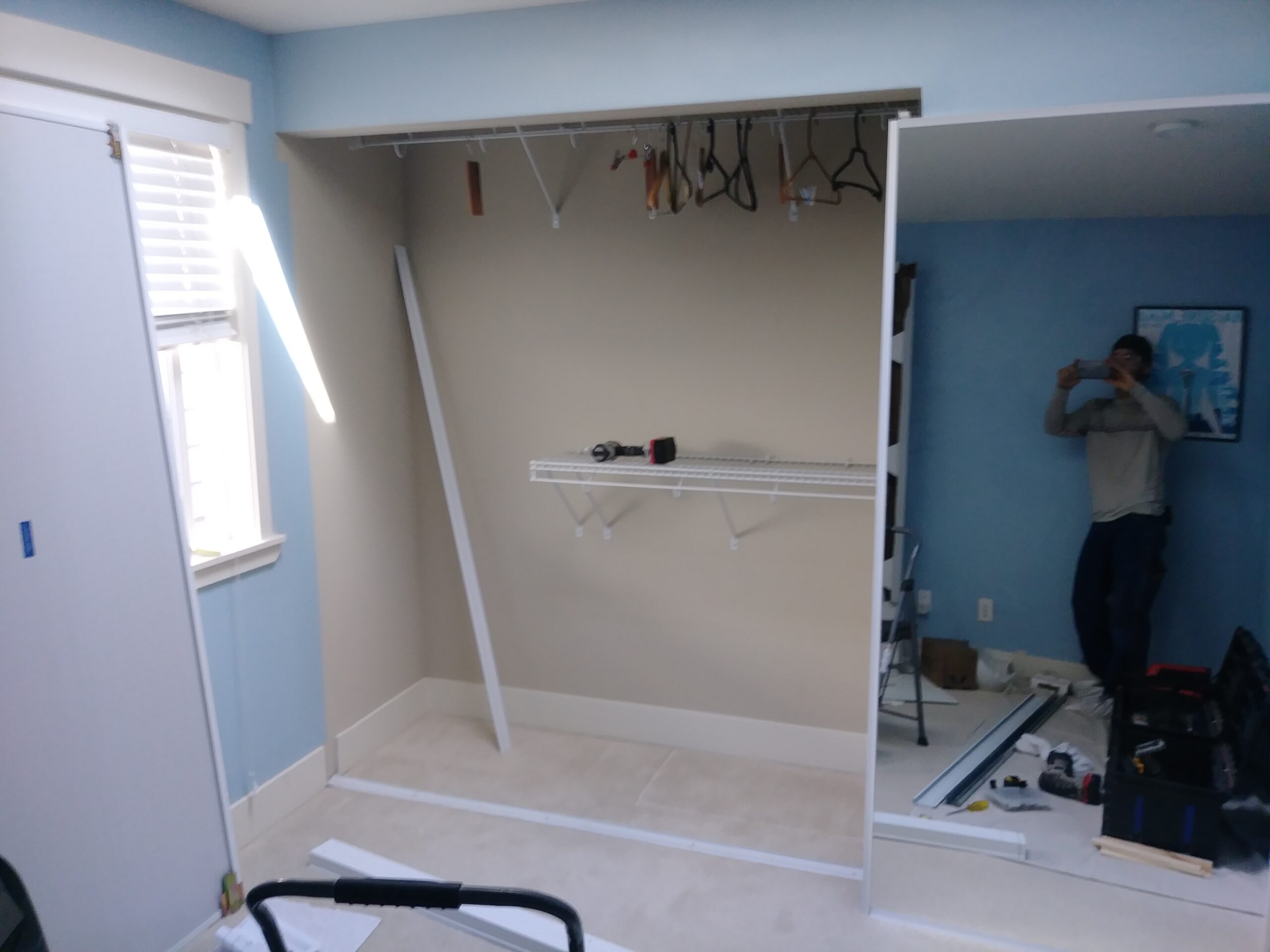 Closet opening before bypass sliding door installation, Seattle