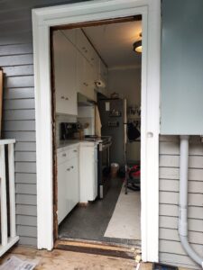 Exterior entry before door installation, Seattle home