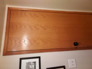 Existing wood interior door before replacement, Seattle home