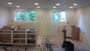 Empty room before custom cabinet installation, Seattle home