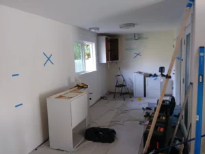 Hallway and room before cabinet installation, Seattle