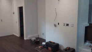 Kitchen in progress during cabinet installation, Seattle