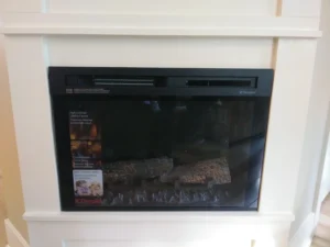 Fireplace with white painted surround and casing installed, Seattle
