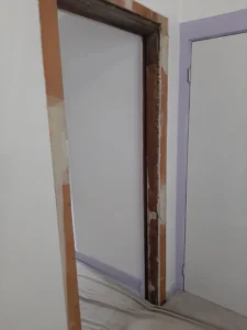 Interior door before trim and casing installation