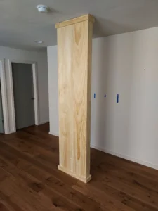 Finished decorative column installed in Seattle home