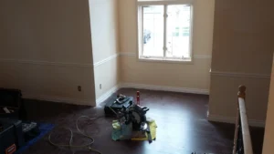 Living room wall before shadow box panel molding installation