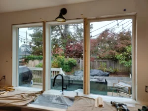 Kitchen window before interior casing installation, Seattle