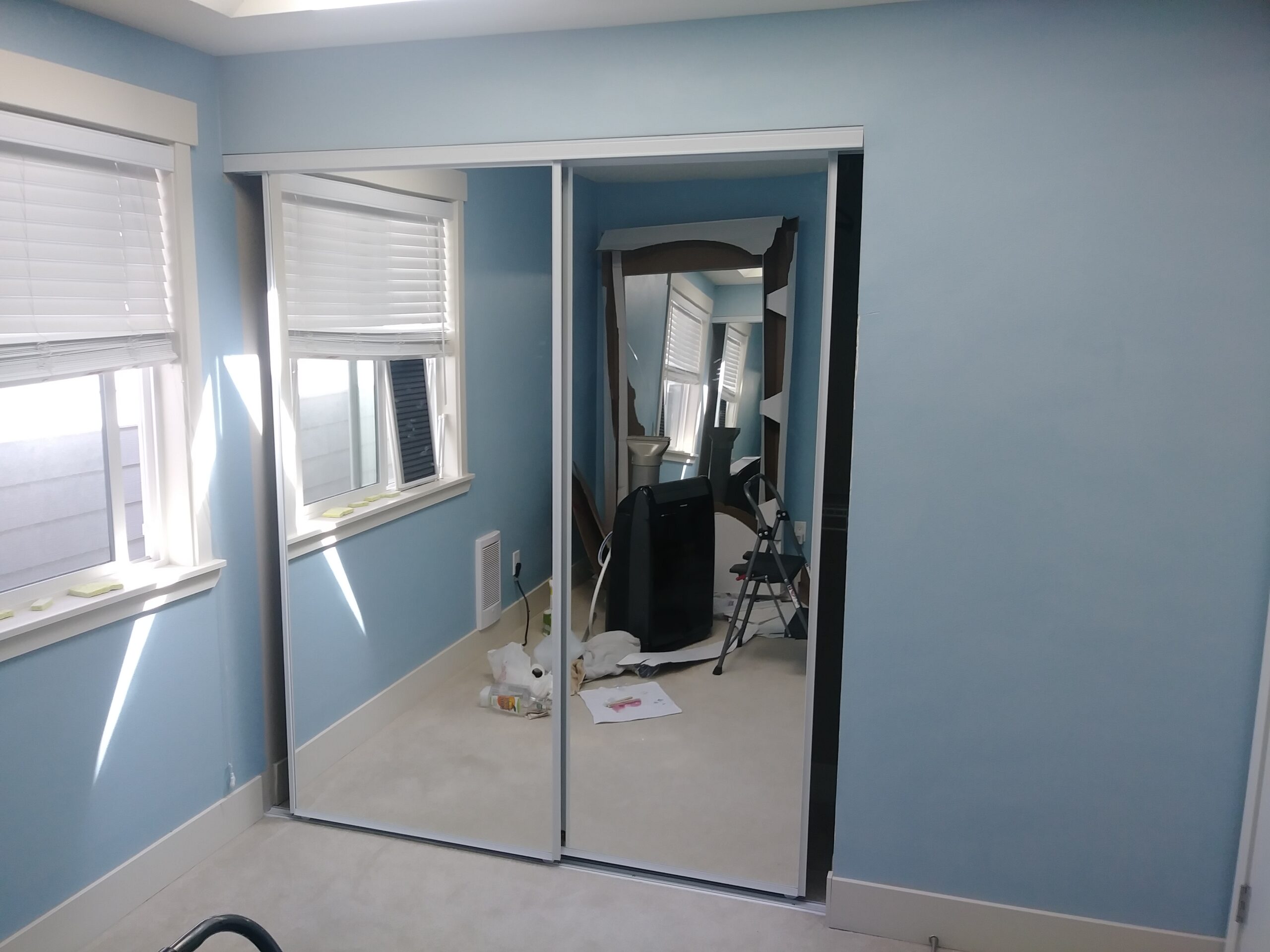 Bypass sliding closet doors installed in Seattle home