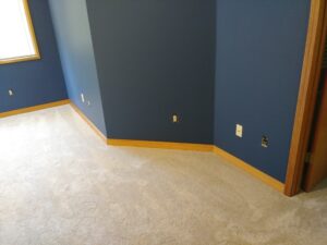 Bedroom corner before baseboard installation, Seattle