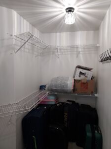 Walk-in closet before shelving installation, Seattle home